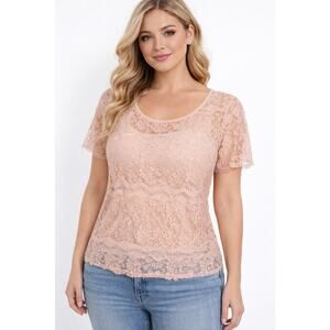 Fossil Peach All Over Lace Ethereal Fairy y2k blouse Size XS